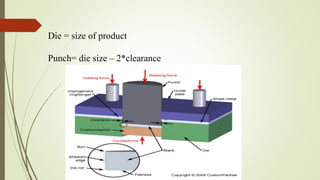 Die = size of product
Punch= die size – 2*clearance
 