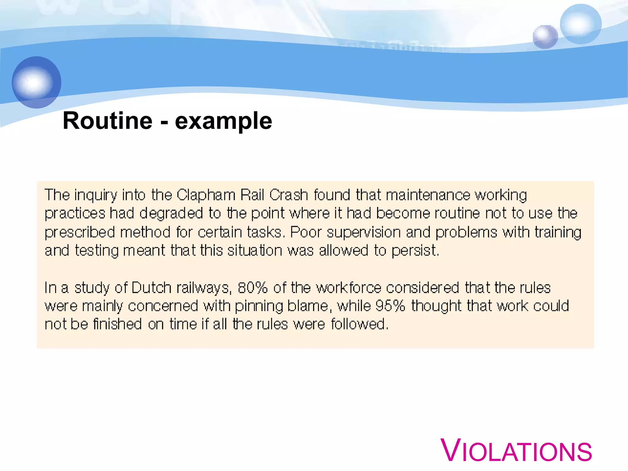 Routine - example

VIOLATIONS

 
