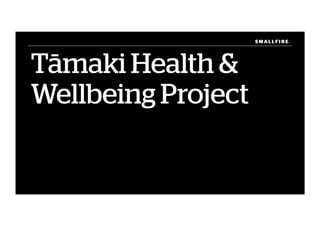 S M A L L F I R E.S M A L L F I R E.
Tāmaki Health &
Wellbeing Project
 