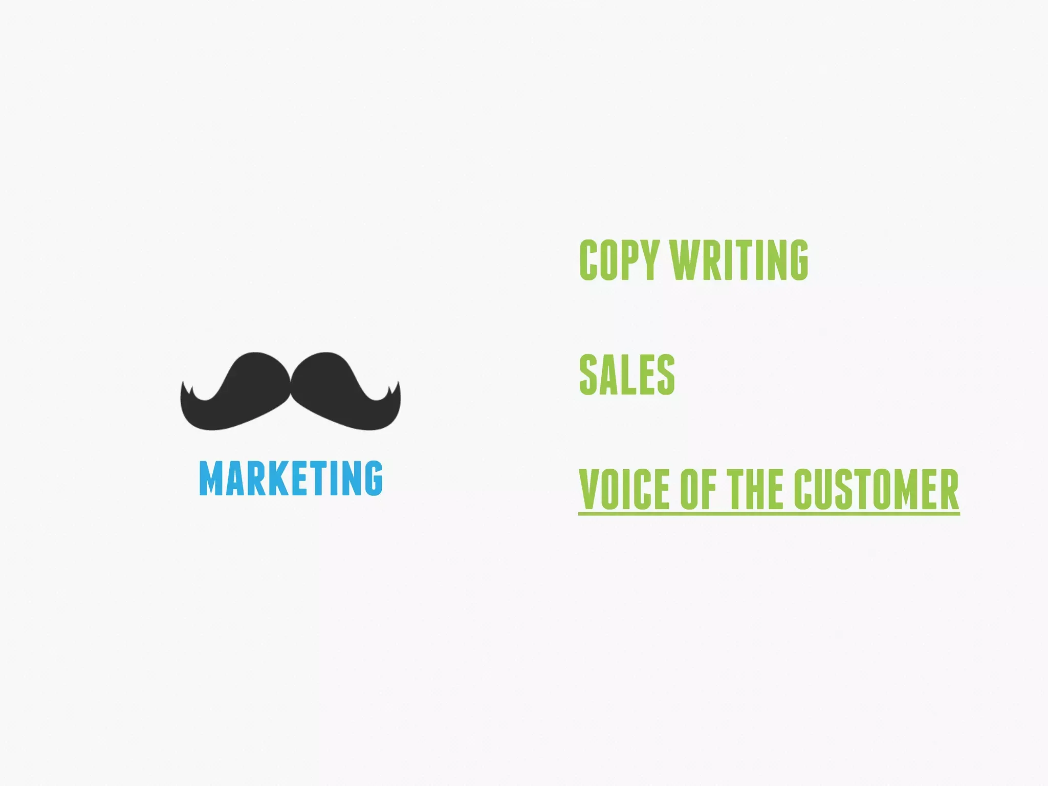 marketing
COPYWRITING
SALES
VOICEOFTHECUSTOMER
 