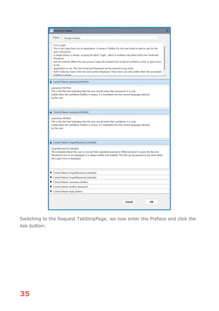 35
Switching to the Request TabStripPage, we now enter the Preface and click the
Ask button:
 