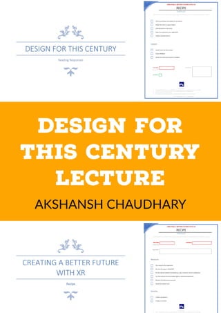 Design for This Century Lecture Notes - Akshansh Chaudhary