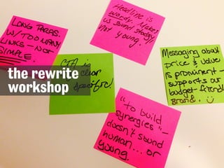 the rewrite
workshop
 
