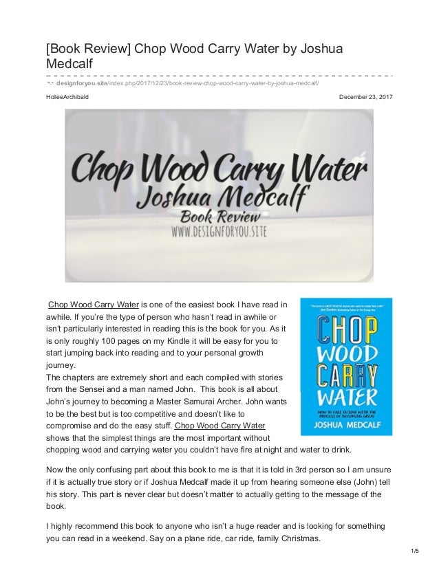 Chop Wood Carry Water Joshua Medcalf