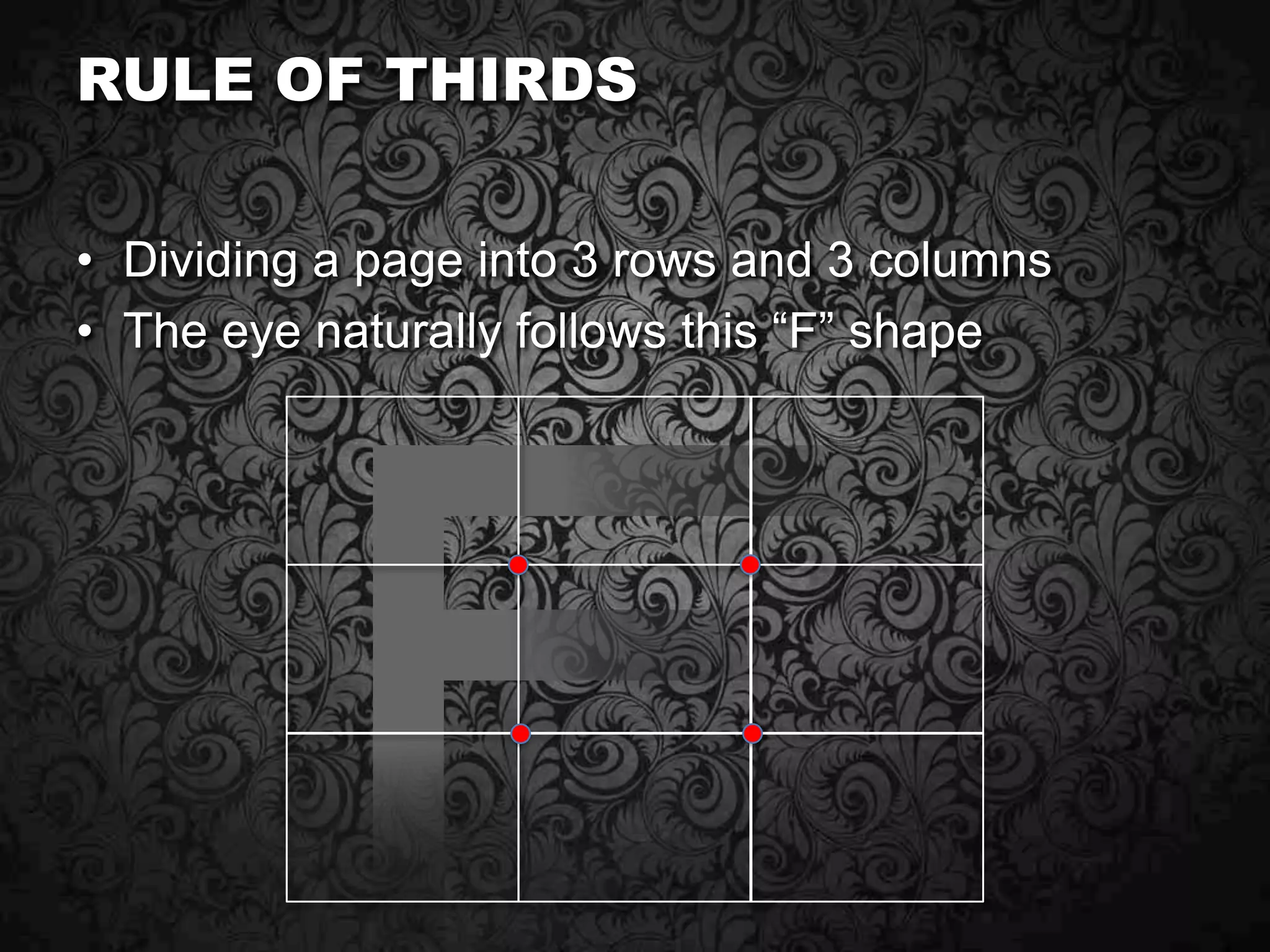 Design fundamentalsLayoutGrid, Golden Ratio, Space, Balance, Variety, Hierarchy, DirectionTypographySerif vs. SansColorColor Wheel, Color Choices, Meaning