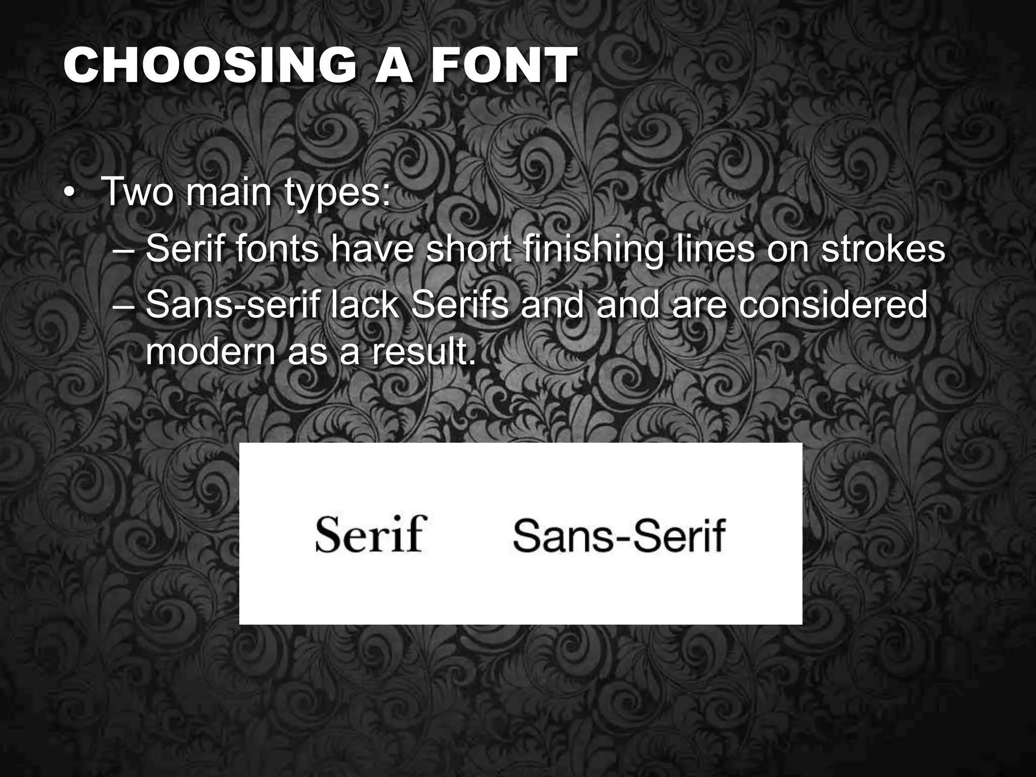 Design fundamentalsLayoutGrid, Golden Ratio, Space, Balance, Variety, Hierarchy, DirectionTypographySerif vs. SansColorColor Wheel, Color Choices, Meaning