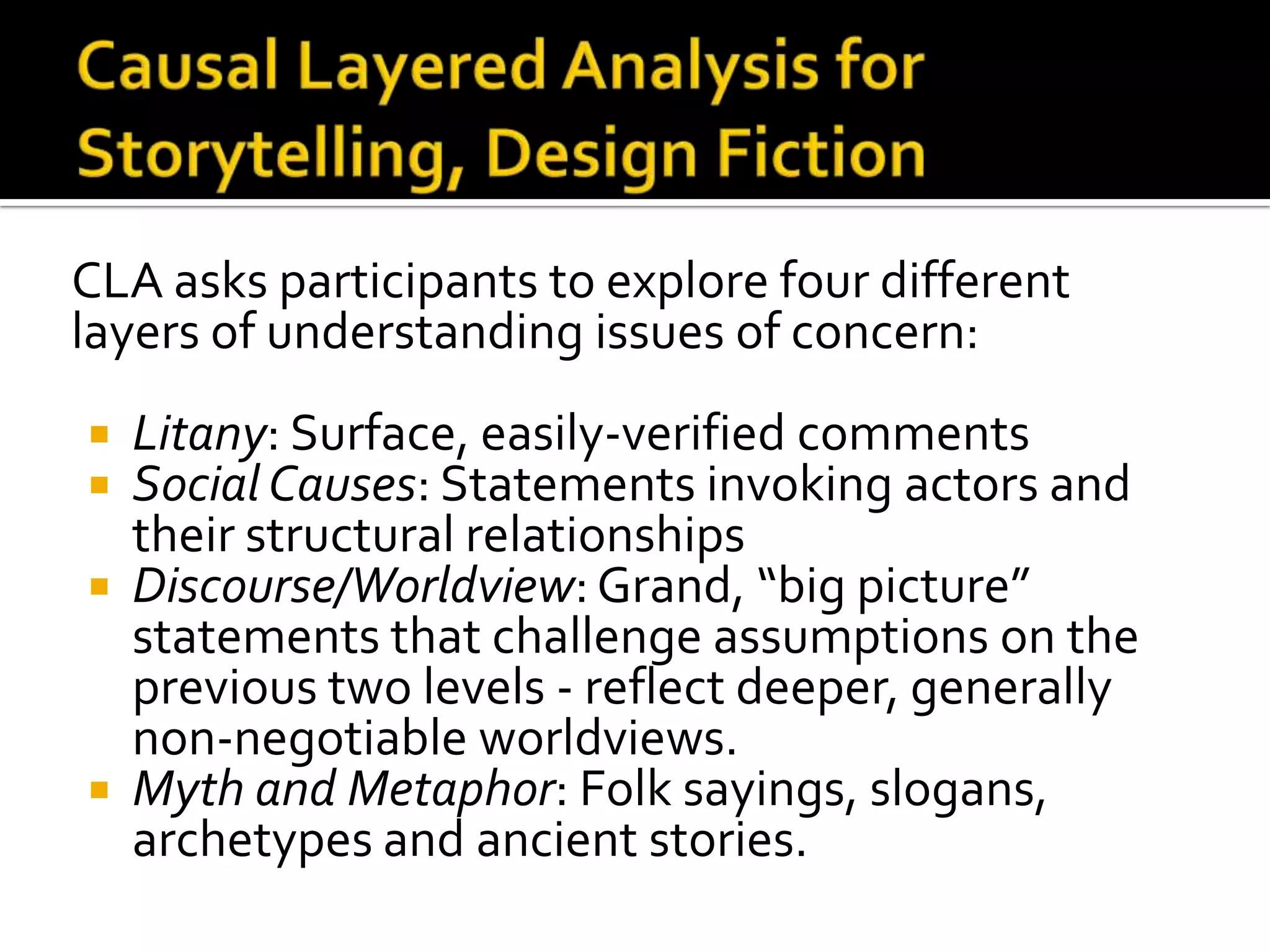 “We can try to maintain our existing way of life or we can
create another more viable one of which there is still no
imaginary” – Tony Fry

 Futuring/Defuturing             Beginnings/Endings
 Sustainment                     Community-History-
 Working with what                Time
  already exists                  Psychogeography
 How do we make time?            Commoning
 What is being cast into
  the future?
 