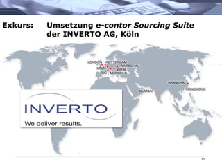 Exkurs: Umsetzung e-contor Sourcing Suite
der INVERTO AG, Köln
21
 