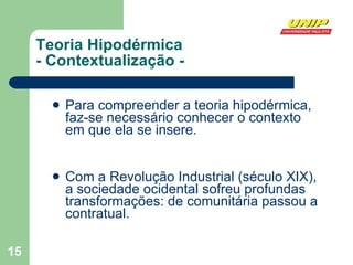 Teoria Hipodérmica - Contextualização - Para compreender a teoria hipodérmica, faz-se necessário conhecer o contexto em que ela se insere. Com a Revolução Industrial (século XIX), a sociedade ocidental sofreu profundas transformações: de comunitária passou a contratual. 