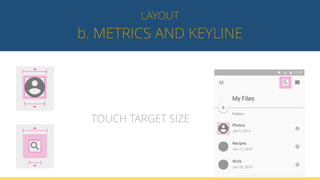 b. METRICS AND KEYLINE
LAYOUT
TOUCH TARGET SIZE
 