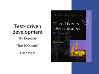 Test-driven
development
By Example

!
“The TDD book”

!
Circa 2002
 