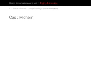 Design d’information pour le web

2. 4 axes de conception / Conception stratégique / Cas Peclers Paris




Cas : Michelin
 