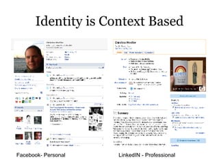 Identity is Context Based Facebook- Personal LinkedIN - Professional 