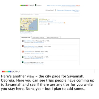 DOPPLR
                   DOPPLR
          DOPPLR

Here’s another view - the city page for Savannah,
Where next?
Georgia. ...