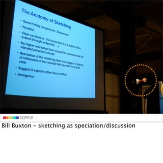 DOPPLR
                   DOPPLR
          DOPPLR

Bill Buxton - sketching as speciation/discussion
Where next?
Where next...