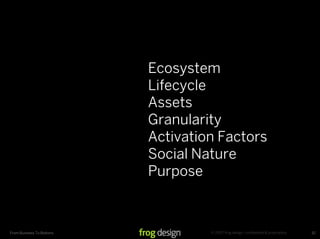 Ecosystem
                           Lifecycle
                           Assets
                           Granularity
  ...