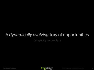 A dynamically evolving tray of opportunities
                           (simplicity is complex)




                      ...