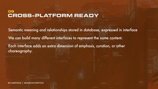 FUTURE-FRIENDLY CONTENT SOLVES
PROBLEMS
9
So much content
So many devices
Changing design trends
Organization-centric
Silos
0
@CARRIEHD
 