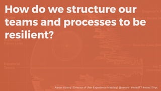 How do we structure our
teams and processes to be
resilient?
Aaron Irizarry | Director of User Experience Nasdaq | @aaroni | #wiad17 #wiad17nyc
 