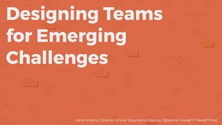 Designing Teams
for Emerging
Challenges
Aaron Irizarry | Director of User Experience Nasdaq | @aaroni | #wiad17 #wiad17nyc
 