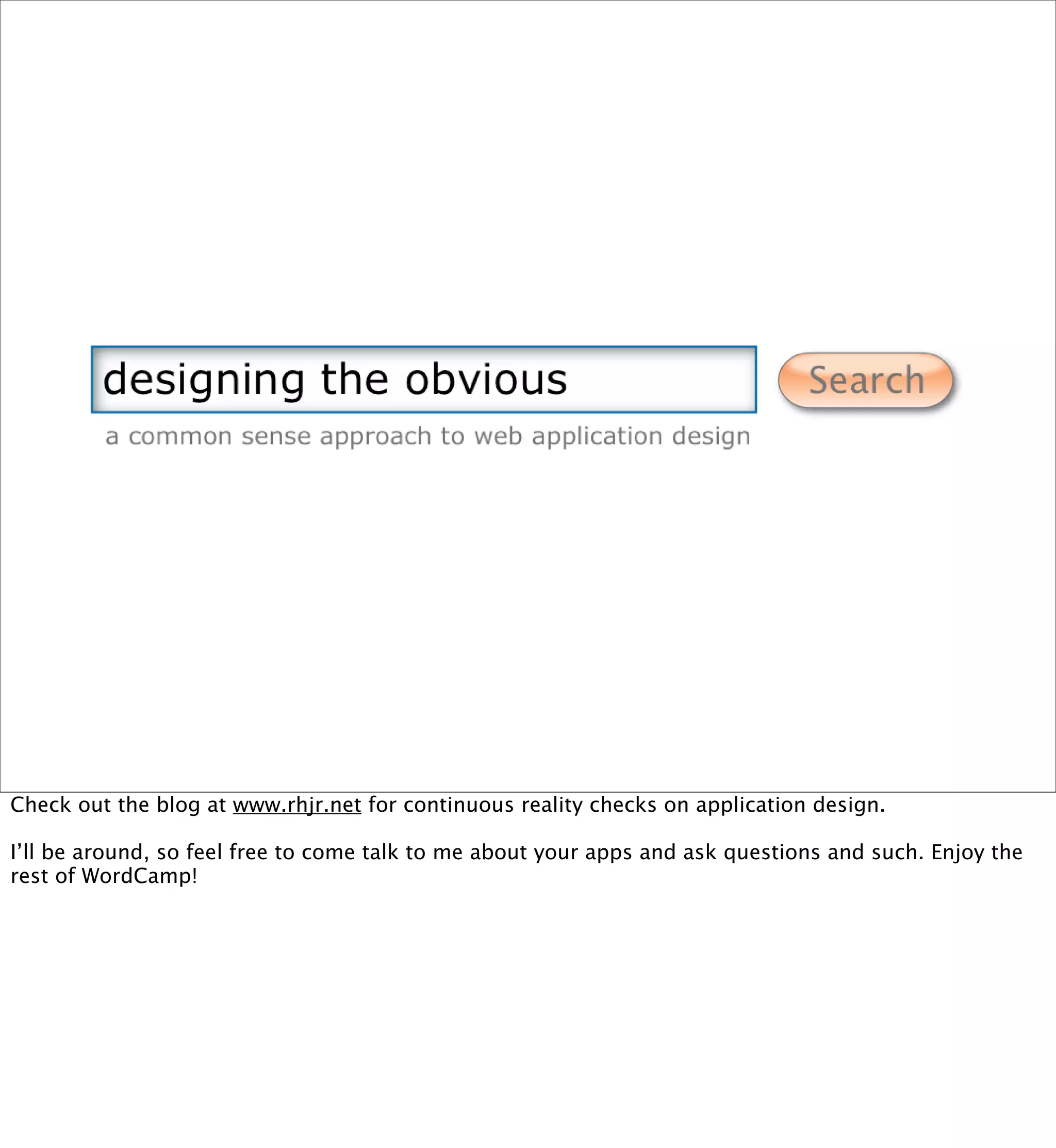 "Designing the Obvious" at WordCamp