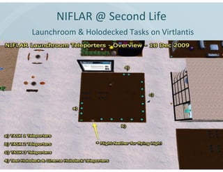 NIFLAR @ Second Life
Launchroom & Holodecked Tasks on Virtlantis
 