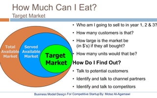 Business Model Design By: Motaz Al-AgamawiFor Competitive Startup
How Much Can I Eat?
Target Market
• Who am I going to se...