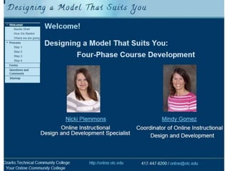 Designing a model that suits you 4 phase course development