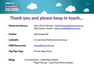 Thank you and please keep in touch…
•


•

•

•

•


•                 Learning Visions
 