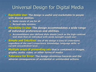Designing and evaluating web sites using universal design principles ...