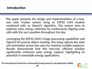 Designing and tracking a two-axis solar cell based on ESP32 CAM and ...