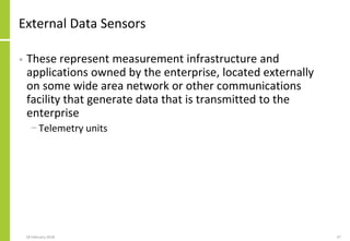External Data Sensors
• These represent measurement infrastructure and
applications owned by the enterprise, located exter...