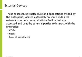 External Devices
• These represent infrastructure and applications owned by
the enterprise, located externally on some wid...