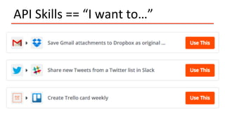 API	Skills	==	“I	want	to…”	
 