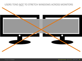 @design4context			Split	Focus			UXPA	2017
USERS	TEND	NOT TO	STRETCH	WINDOWS	ACROSS	MONITORS
10
 