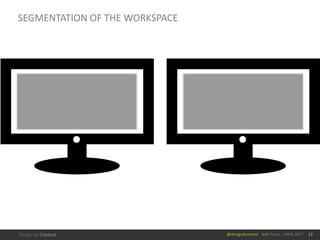 @design4context			Split	Focus			UXPA	2017
SEGMENTATION	OF	THE	WORKSPACE
11
 