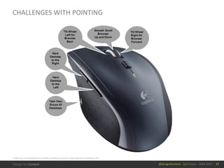 @design4context			Split	Focus			UXPA	2017
CHALLENGES	WITH	POINTING
17
tinkertry.com/logitech-multiple-desktop-mouse-mappings-for-windows-10
 