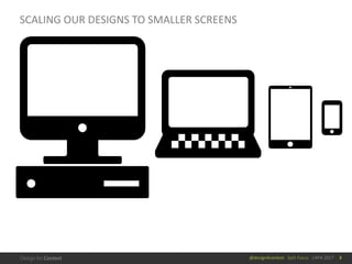 @design4context			Split	Focus			UXPA	2017
SCALING	OUR	DESIGNS	TO	SMALLER	SCREENS
3
 