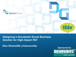 Designing a Successful Social Business
Solution for High-Impact ROI

Dion Hinchcliffe (@dhinchcliffe)
                                         Sponsored by
 