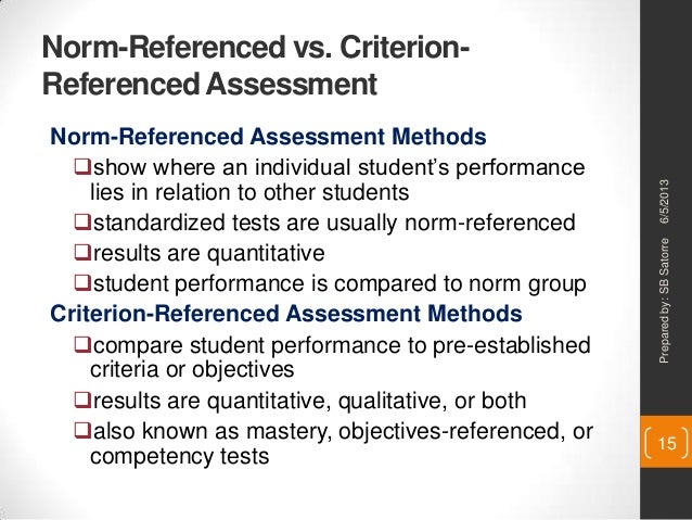 criterion referenced assessment