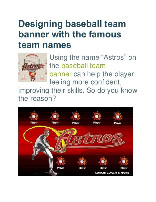 designing baseball team banner with the famous team names