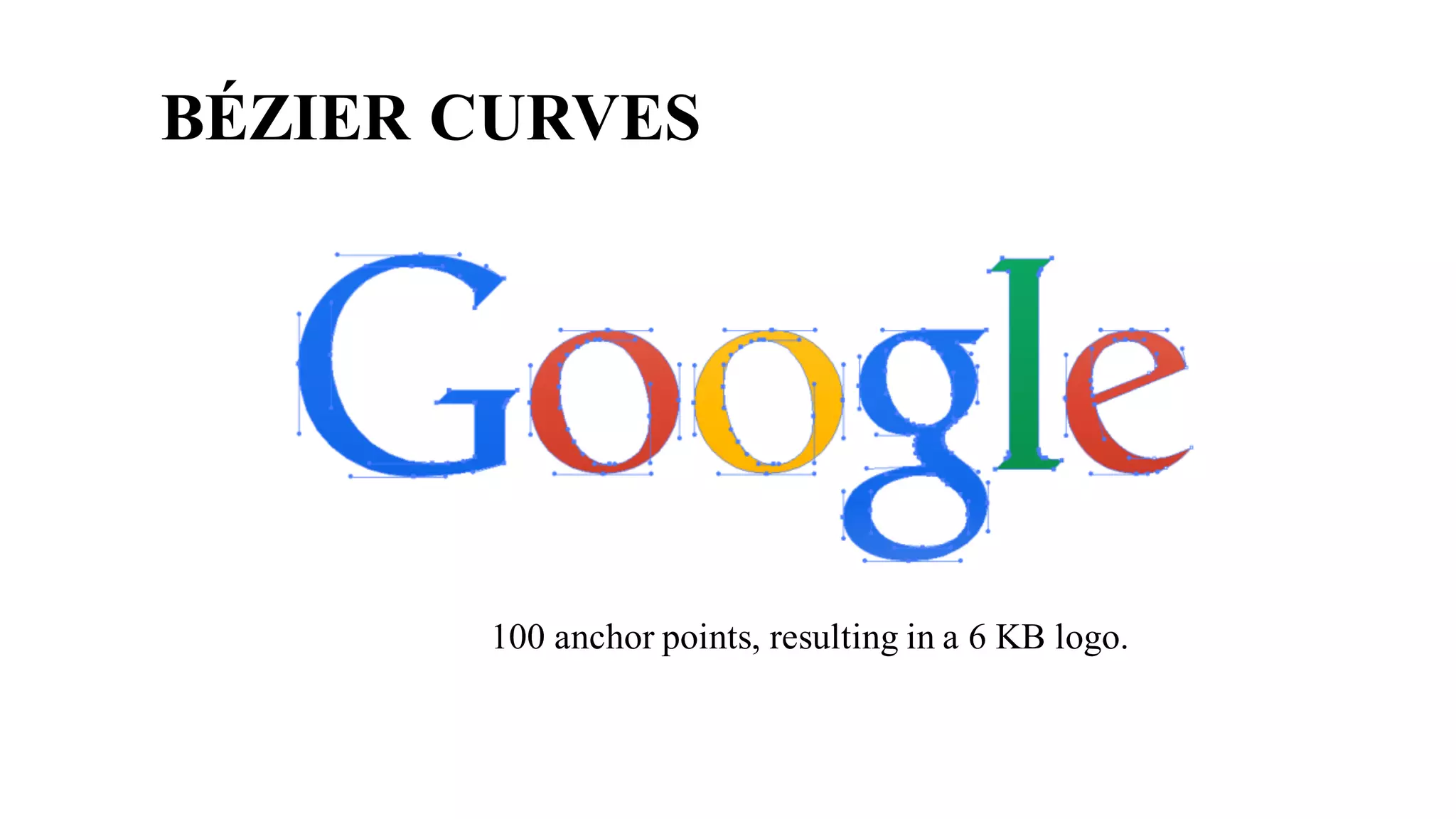 BÉZIER CURVES
100 anchor points, resulting in a 6 KB logo.
 