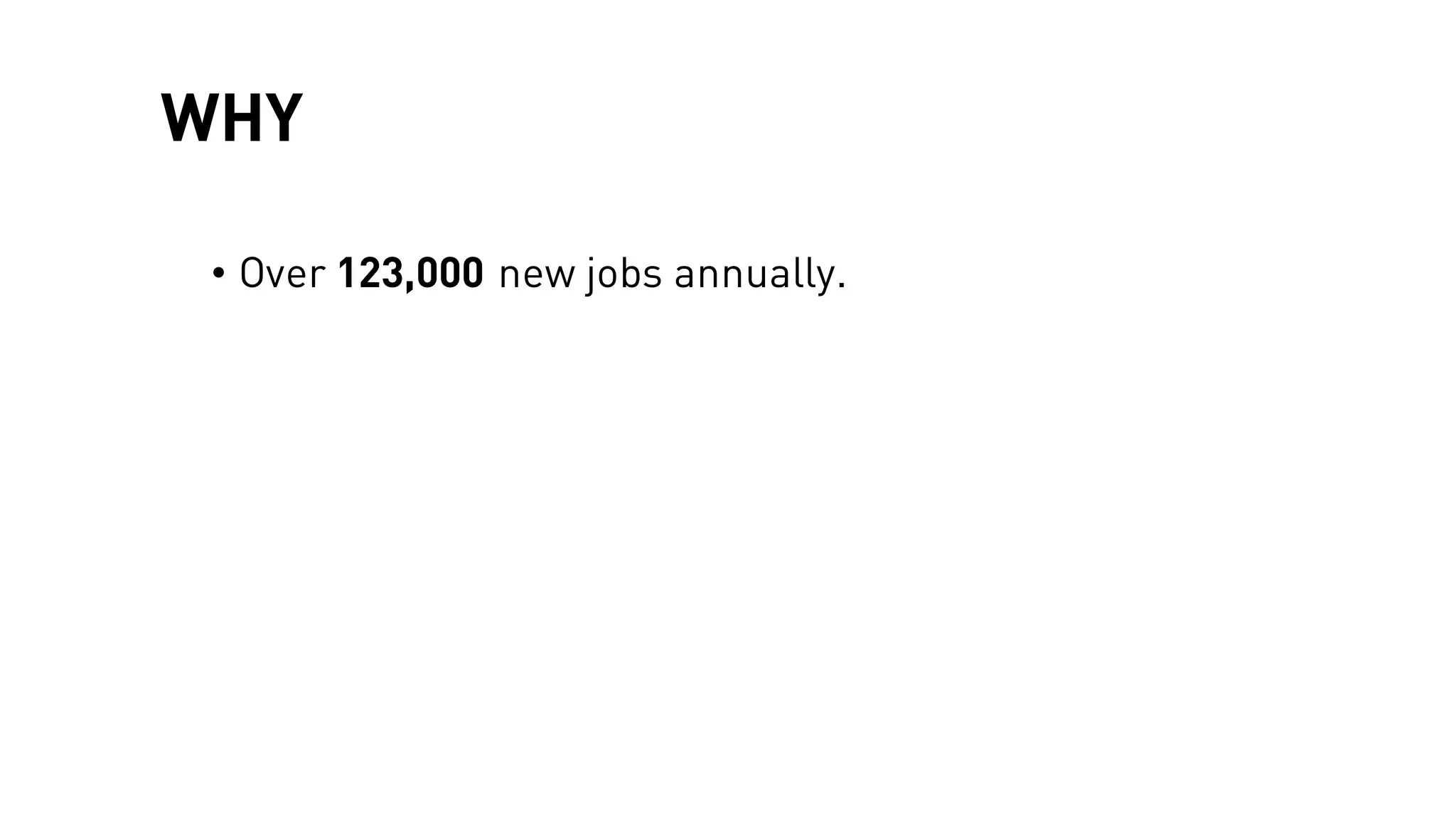 WHY
• Over 123,000 new jobs annually.
 