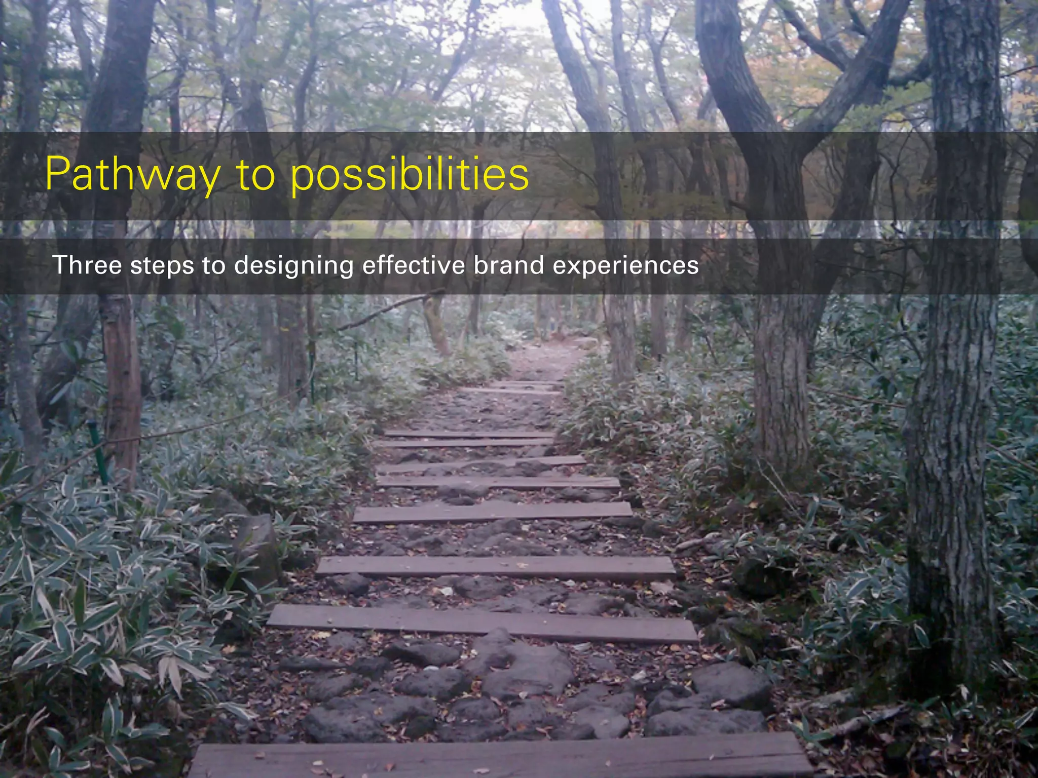 Pathway to possibilities
Three steps to designing effective brand experiences
 