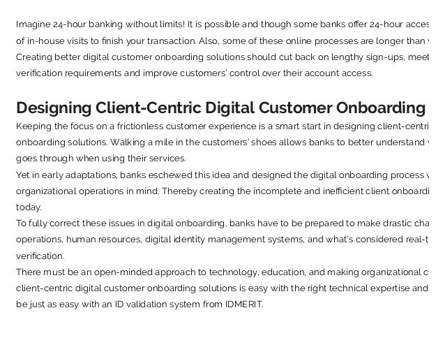 Designing client centric digital customer onboarding solutions for the ...