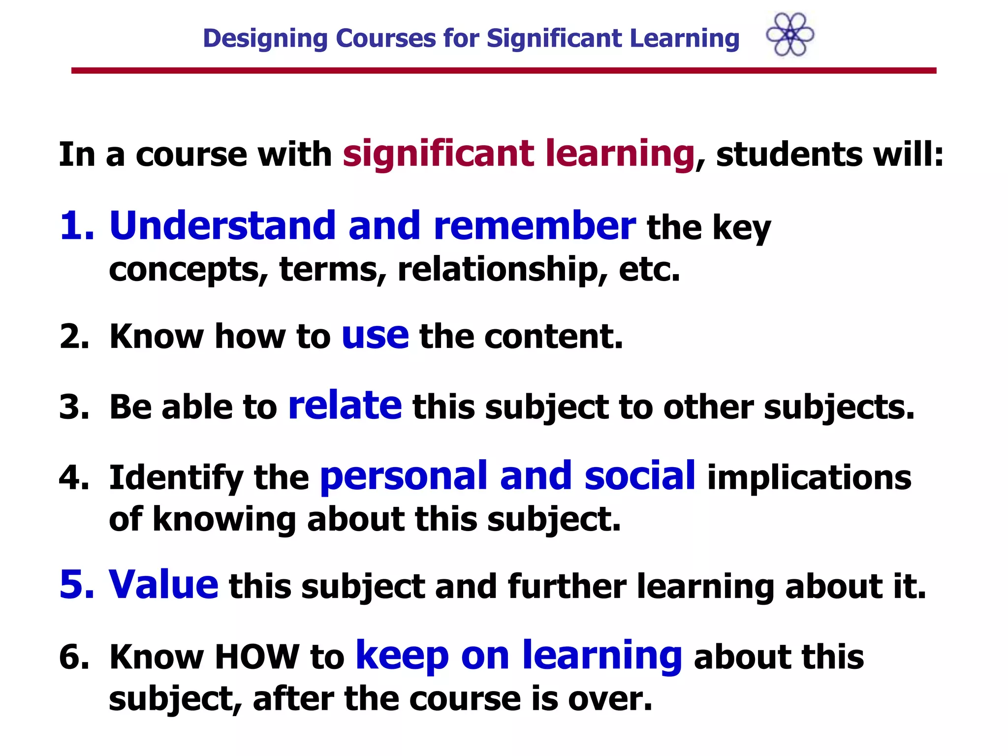  OthersTaxonomy of Significant Learning