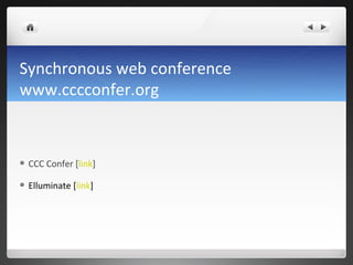 Synchronous Conference Tools for Designing Distance Learning Instruction | PPT