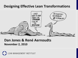 Dan Jones & René Aernoudts
November 2, 2010
Designing Effective Lean Transformations
 