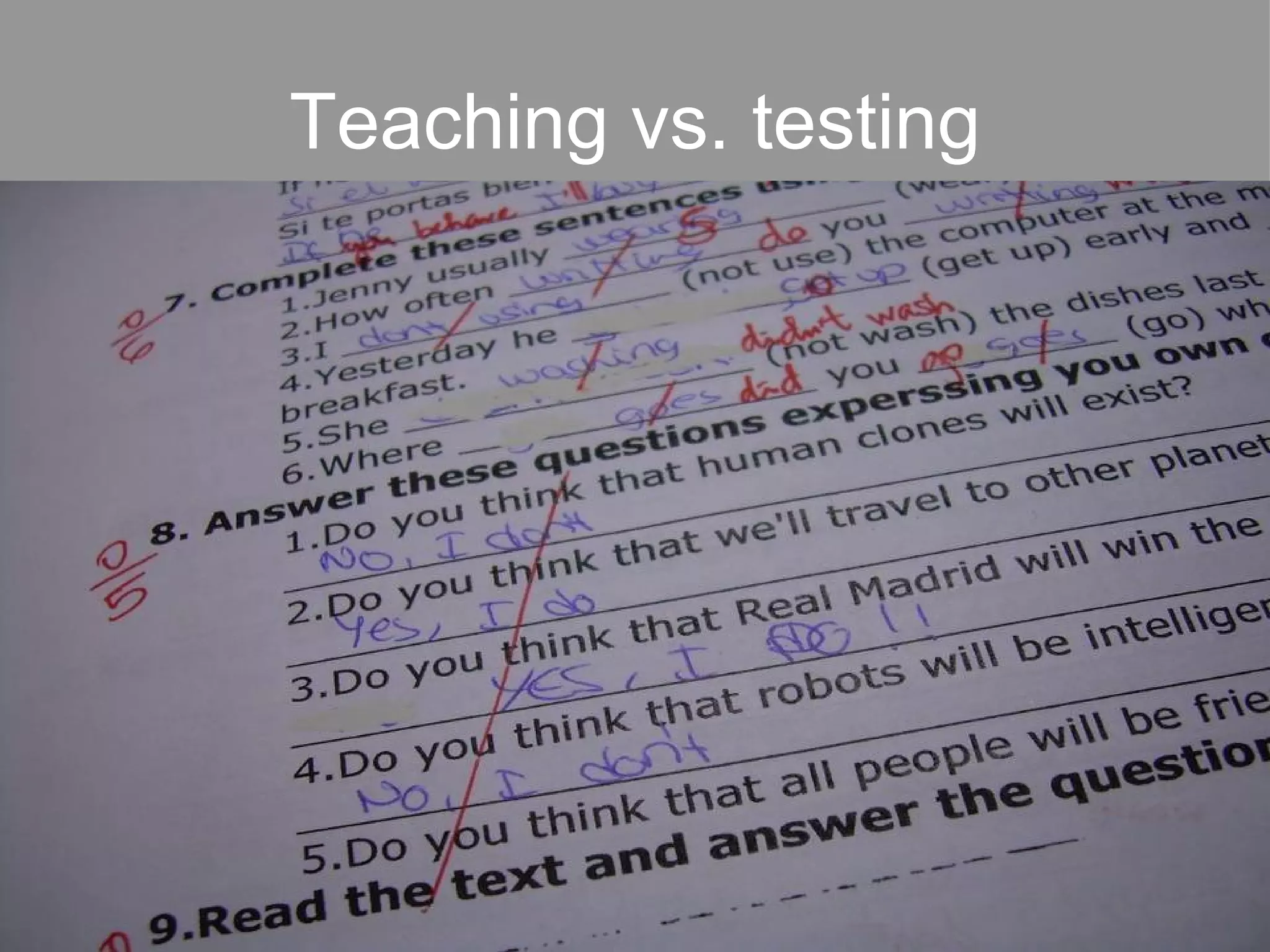 Teaching vs. testing 