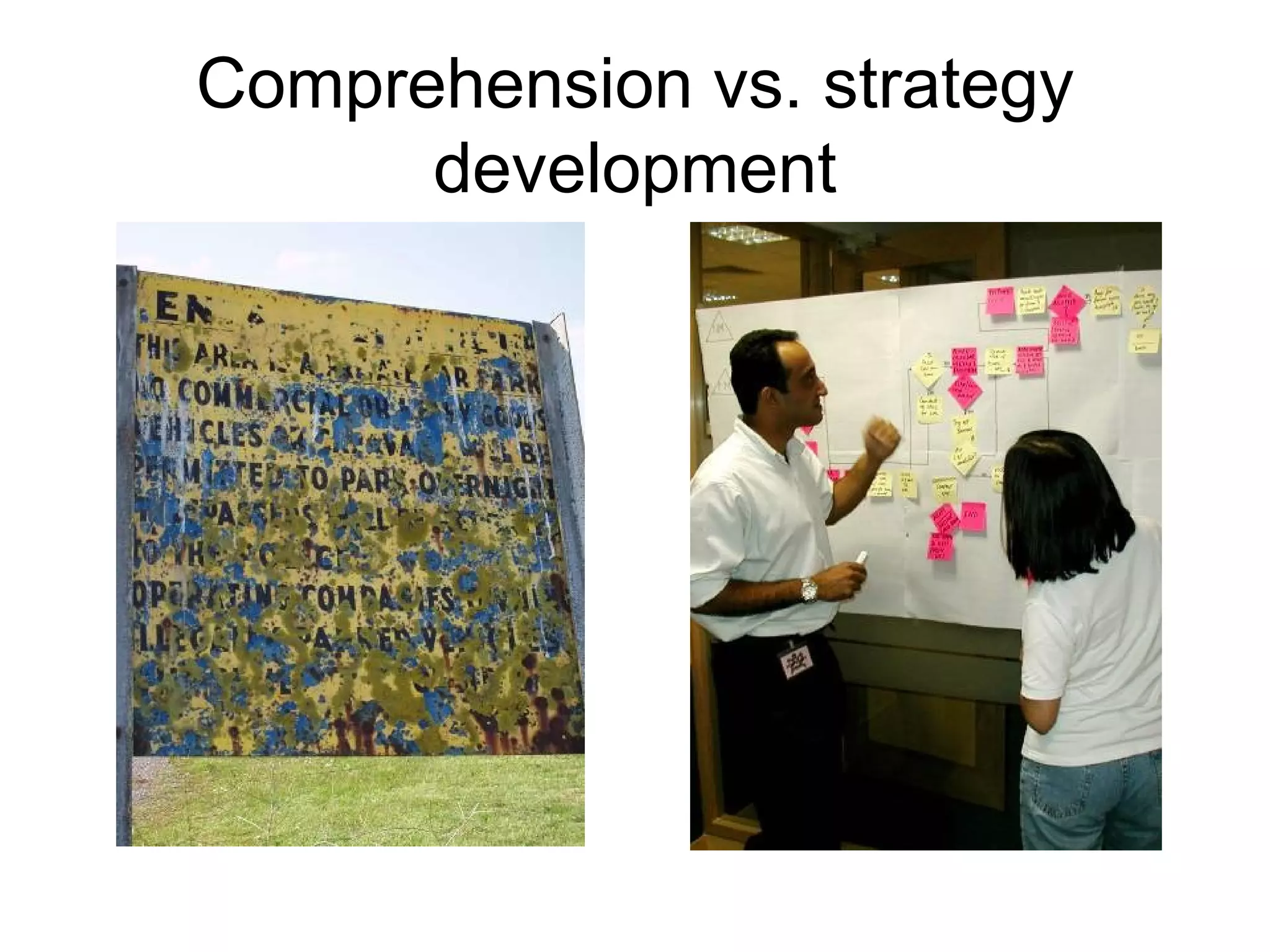 Comprehension vs. strategy development 